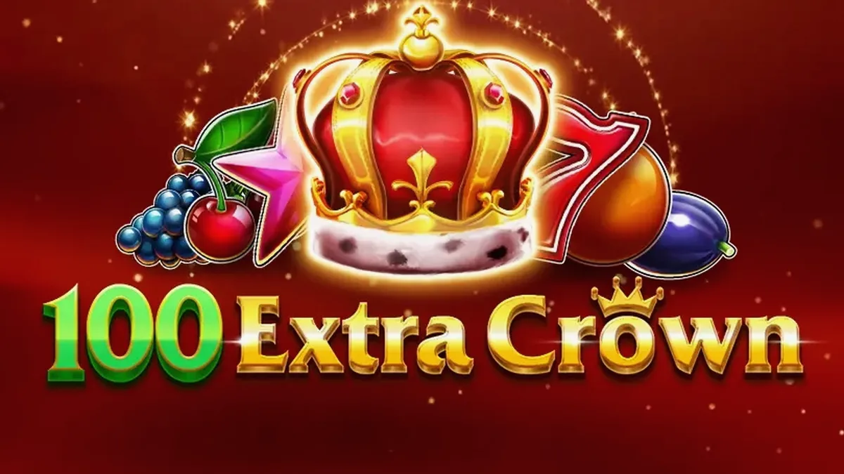Tampilan visual mesin slot 100 Extra Crown dengan simbol buah dan mahkota